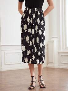 MOTF PREMIUM 聚集花卉印花裙 - 黑與白 - 查看 7