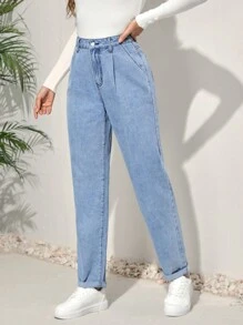 EMERY ROSE 女士口袋牛仔褲 - 淺色水洗藍 - 查看 4