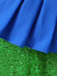 Baby Girl Street Style, Fashionable Striped Short Sleeve Shirt, Comfortable Crop Top, Pleated Skirt Three Piece Set With Letter Printed, Summer