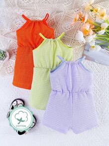 Baby Girl's Stylish Cami Romper, 3pcs/Set Spring/Summer Outfits - Multicolor - View 1