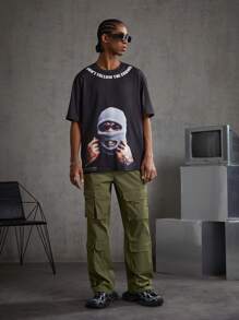 Manfinity VCAY Men's Woven Casual Cargo Pants - Army Green - View 5