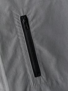 Manfinity Homme Cazadora De Hombre Con Cremallera En La Parte Delantera Y Manga Larga - Gris - Ver 5