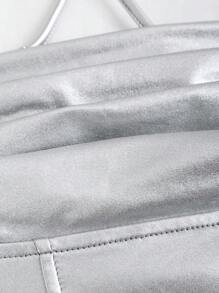 Allurite 純色無袖後交叉背帶背心上衣 - 銀色 - 查看 4