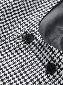 Manfinity Mode 1pc Men's Plus Size Houndstooth Double-Breasted Waistcoat - Black and White - View 4