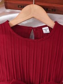 SHEIN Young Girl Comfortable Casual Ruffle Hem Dress With Belt And Accessories For Summer Summer Holiday