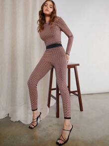 Hauture Conjunto De Suéter De Patrón Geográfico Y Pantalón - Multicolor - Ver 1