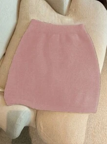 SHEIN Unity Plus Size 3pcs Fluffy Knitted Skirt - Multicolor - View 2