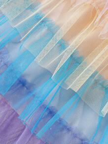 SHEIN Bộ 3 món đồ liền thân in họa tiết chữ cái và cầu vồng đáng yêu kèm váy voan nhiều lớp trang trí nơ cho bé gái, lý tưởng cho tiệc sinh nhật vào mùa xuân và mùa hè - Nhiều màu - Xem 7