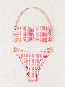 Swim Mod Summer Beach Women's Halterneck Two-Piece Bikini Set - Multicolor - View 6