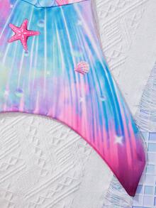 SHEIN 3 Cái/bộ Cô Gái Trẻ Dệt Kim Ren Dây Bể Dệt Kim Tam Giác Bikini Và Nàng Tiên Cá Bikini Bộ Đi Biển Mùa Hè - Màu Hồng baby - Xem 4