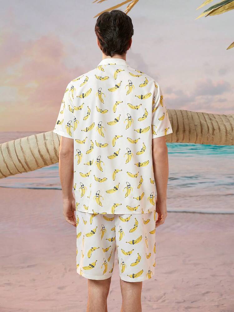 Men's Casual Knitted 2pcs/Set With Fun Banana Pattern
