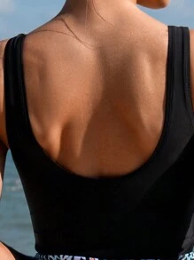 Swim Lushoire Summer Beach Women's One-Piece Swimsuit With Plant Print - Multicolor - View 4