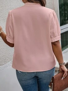 EMERY ROSE 大尺碼純色蝴蝶領襯衫