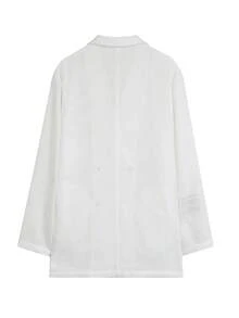 女款白色蕾絲鏤空雙排扣西裝外套,春夏新品 - 白色 - 查看 2