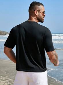 Manfinity RSRT Nam Kích thước lớn Nhiệt đới & Lá thư In Áo thun - màu đen - Xem 2