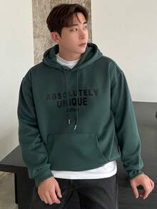 DAZY Nam Slogan In Dây rút Hoodie - màu xanh lá - Xem 9