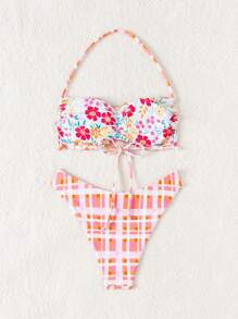 Swim Mod Summer Beach Women's Halterneck Two-Piece Bikini Set - Multicolor - View 7