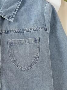 Camisa Vaquera Con Cuello Y Botones Para Niñas De Entre 8 Y 14 Años - Lavado ligero - Ver 5