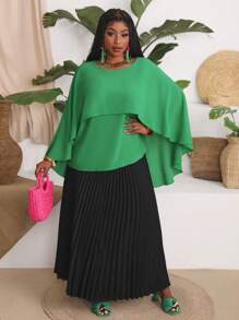 Slaydiva Grote maten Ronde hals Cape-mouw Blouses