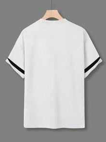 Manfinity Homme 男士休閒印花基礎款短袖t恤 - 白色 - 查看 2