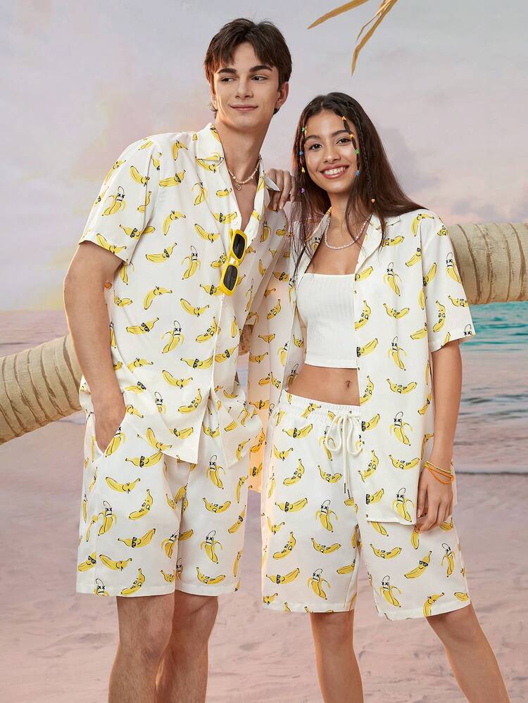 Men's Casual Knitted 2pcs/Set With Fun Banana Pattern