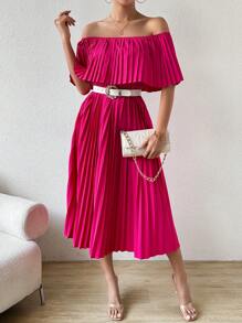 Chiquease Women's Off-Shoulder Pleated Dress - Multicolor - View 4