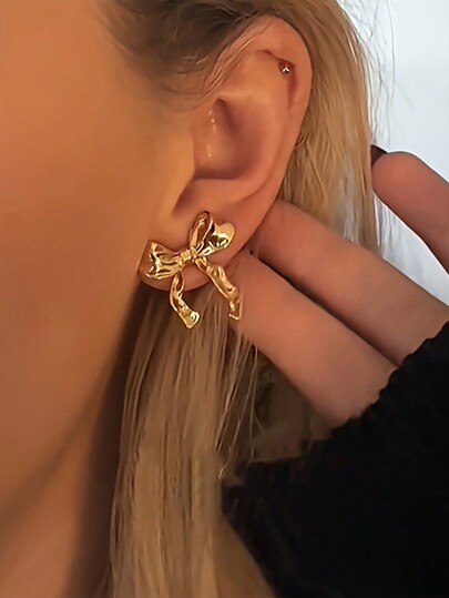 Kawaii 2 Pezzi Orecchini A Perno A Forma Di Fiocco Di Moda, Semplici E Dolci