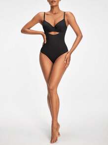 SHEIN Shape Bodysuit Adelgazante Con Cintura De Encaje Para Mujeres, Cami Shapewear