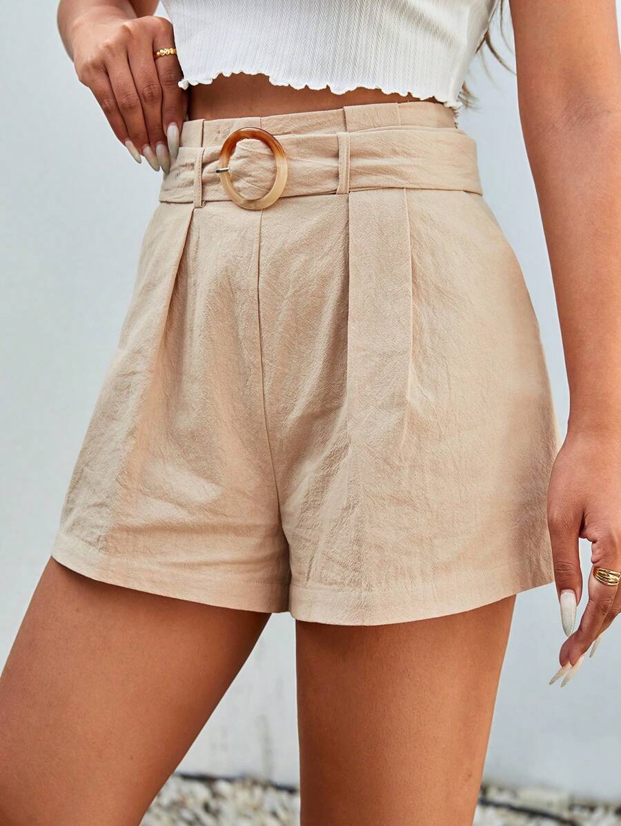 SHEIN Essnce Shorts Casual Solides Et Plissés Pour Dames