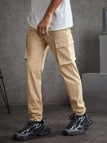 Manfinity VCAY Men's Stretch Woven Cargo Pants - Khaki - View 3