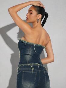 Denimoi Của phụ nữ Ren Nối Viền tua Áo Bandeau - Nhiều màu - Xem 2