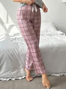 Women's Plaid Pajama Bottoms - Pink - View 5