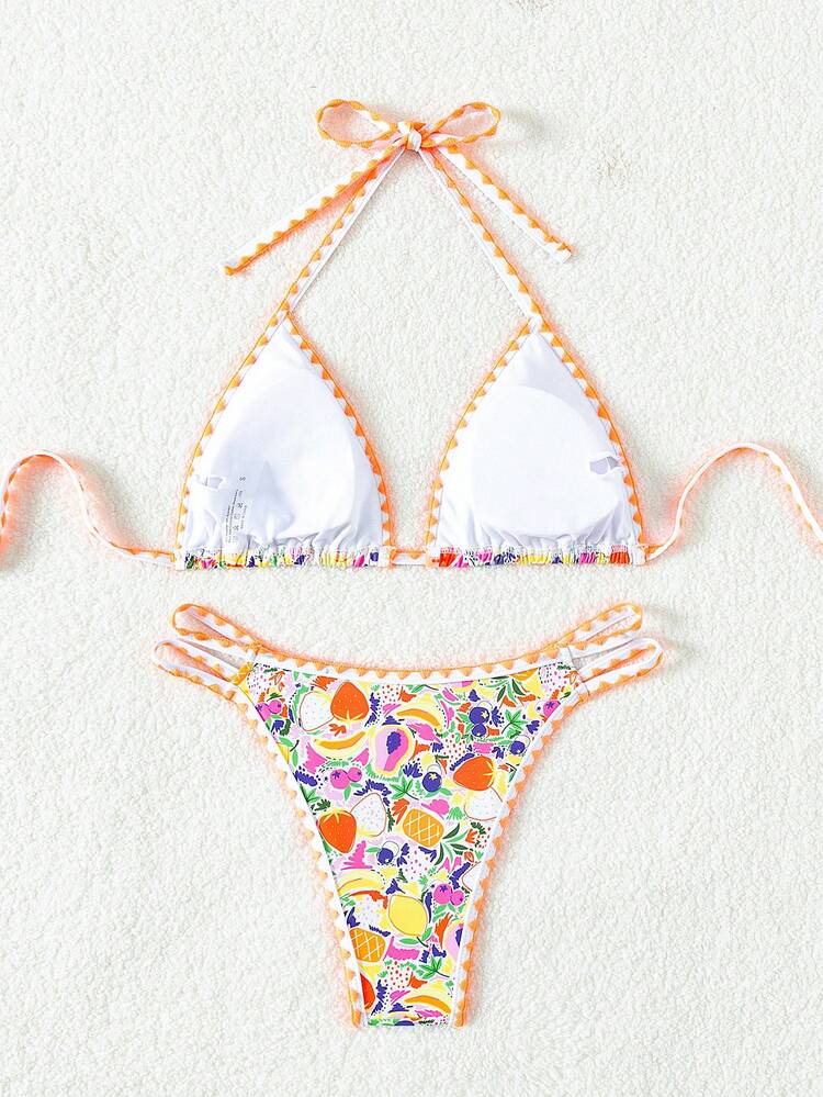 Women's Fruit Printed Halter Bikini Set Summer