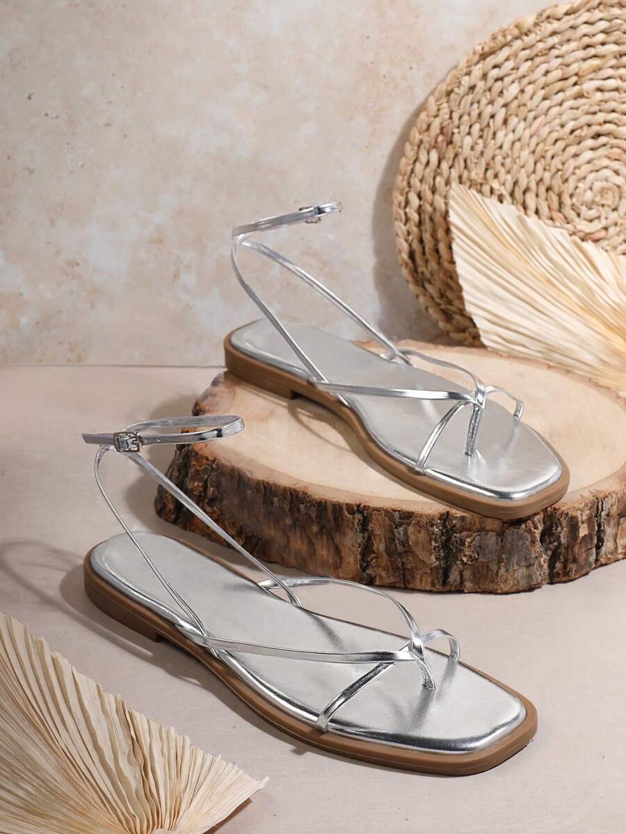 SHUZIA 女士平底涼鞋 - 銀色 - 查看 1