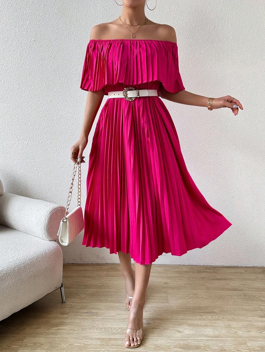 Chiquease Women's Off-Shoulder Pleated Dress - Multicolor - View 1