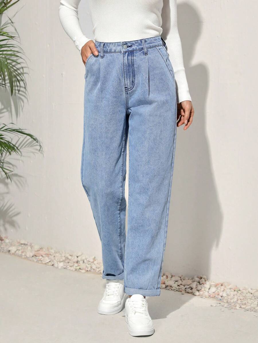 EMERY ROSE 女士口袋牛仔褲 - 淺色水洗藍 - 查看 1