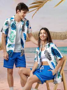 Manfinity VCAY Men's Woven Short Sleeve Casual Shirt With Leaf Print - Multicolor - View 6