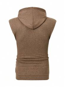 Manfinity Homme Camiseta sin mangas con capucha y cordón para hombres de unicolor - Camel - Ver 2