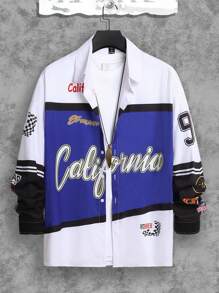 Manfinity EMRG 男士花卉印花镶嵌長袖衬衫 - 彩色 - 查看 2