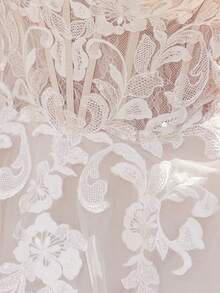 Sparkling Sequin Embroidered Patchwork Mermaid Wedding Dress - Beige - View 6