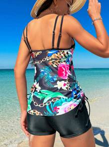 Swim Lushoire Summer Women's Plant & Tiger Print Tankini - Multicolor - View 2