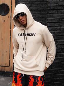 Gym Rark Boyfriend Style Men's Hooded Sports Sweatshirt With Letter Print Boyfriend Style Men Sweatshirt - Beige - View 1