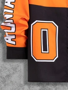 Manfinity Roghcode Letter Printed Color Block Long Sleeve Shirt - Multicolor - View 5