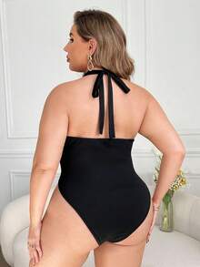 Celure Kích thước lớn Của phụ nữ Xu hướng: Cắt giảm Quần bó Không tay Áo liền quần chặt - màu đen - Xem 2