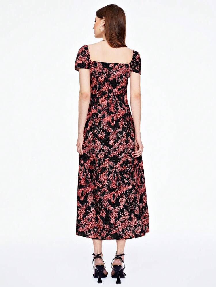 Summer Women's Full Printed Sweetheart Neckline Sexy Long Dress