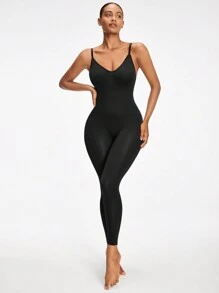 SHAPORA 2 Piezas Enterizos Para Mujer Sin Mangas Y Ceñidos De Un Solo Color - Multicolor - Ver 3