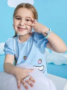 HELLO KITTY AND FRIENDS | SHEIN 6pcs Cute Children'S Ring Set - Multicolor - View 5