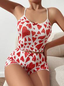 Conjunto De Pijama Con Estampado De Corazones - Blanco - Ver 5