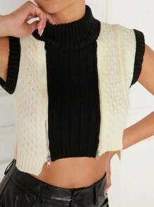 Hauture Pull asymétrique zippé pour femmes