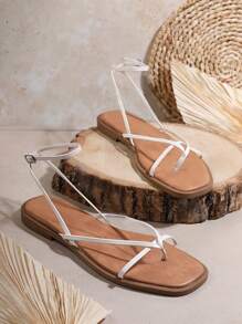SHUZIA Sandalias Planas Para Mujer - Beis - Ver 1